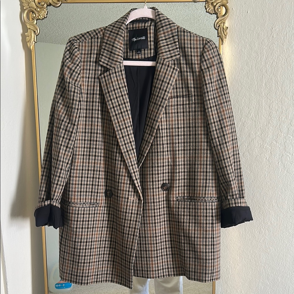 Madewell Plaid Blazer - Brown and Black